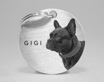 Custom Engraved Pet Name Tag with Photo of Dog or Cat ID | Pet Loss Memorial Gift