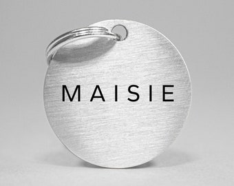 Personalized Dog Name Tag for Collar, Engraved Dog ID Tag in Silver or Brass, Dog Gift