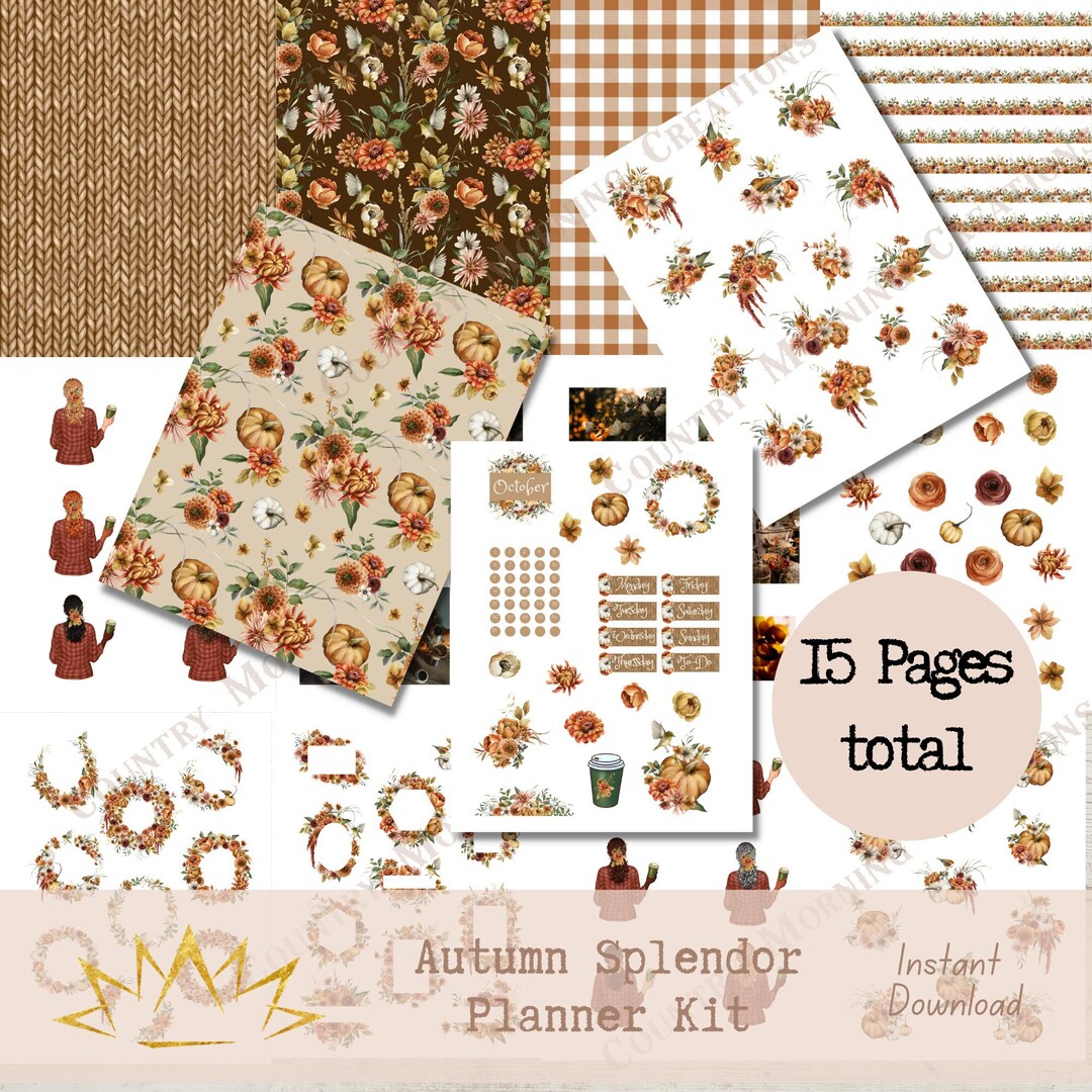 Autumn Splendor, Planner, Stickers, Fussy Cut, Planner Girls, Flowers ...
