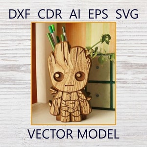 Pflanzkasten aus Holz, Laserschnittdatei | Süßer Baum Charakter Organizer SVG | CNC-Vektorvorlage für 3-mm-Sperrholz | Digitales DIY-Modell