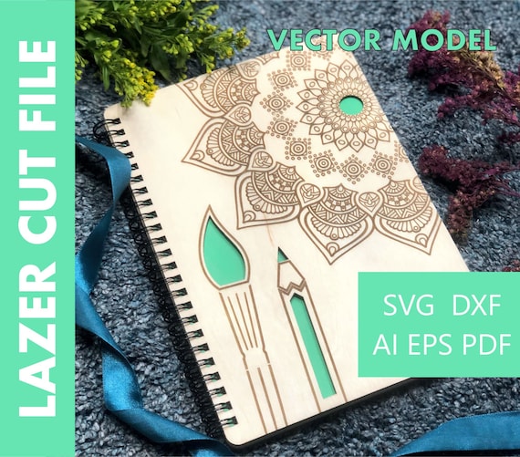 Mandala A5 Notebook Cover SVG | Laser Cut File for Wood | Digital Template for CNC & Laser Engraving | Planner Cover | Plywood 3mm Ready