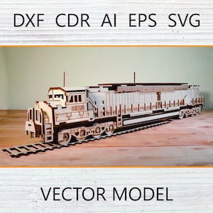 Locomotive Model SVG | Laser Cut Train Pattern for 3mm Plywood | Wooden Railway Vector Design | Digital File for CNC and Engraving