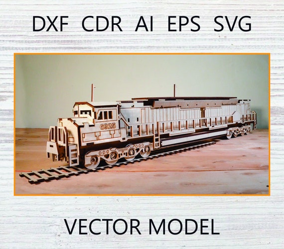 Locomotive Model SVG | Laser Cut Train Pattern for 3mm Plywood | Wooden Railway Vector Design | Digital File for CNC and Engraving