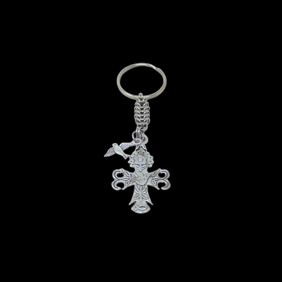 Sanctuary— Dove Cross Keychain