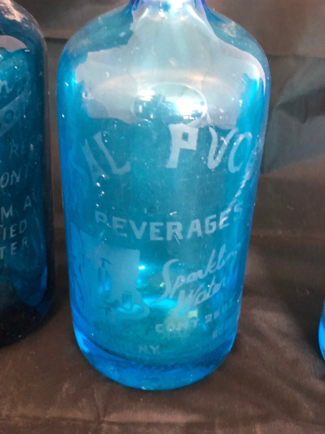 Vintage Seltzer Old Blue Bottles 6 Etsy