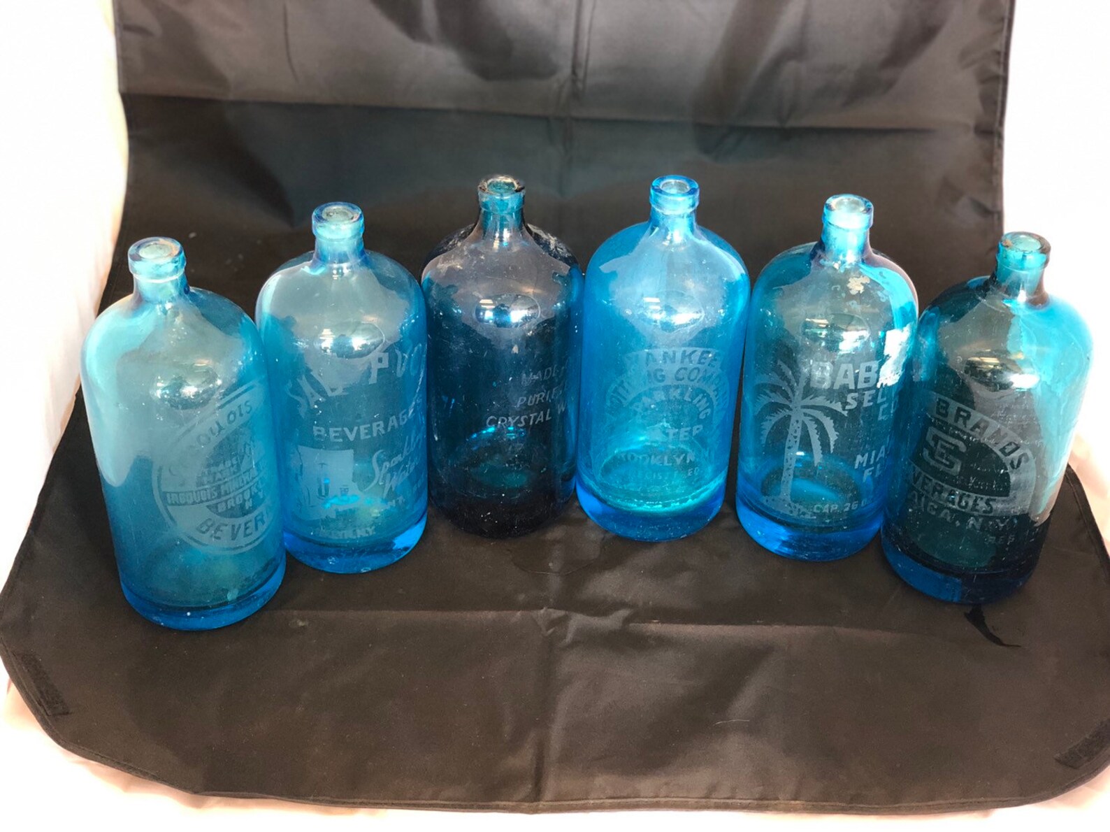 Vintage Seltzer Old Blue Bottles 6 Etsy