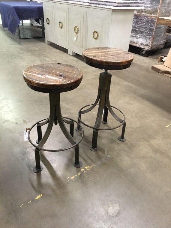 Rustic Farmhouse Industrial Adjustable Bar Stool 1 Rustic Farmhouse Industrial Adjustable, Farmhouse Bar Stool