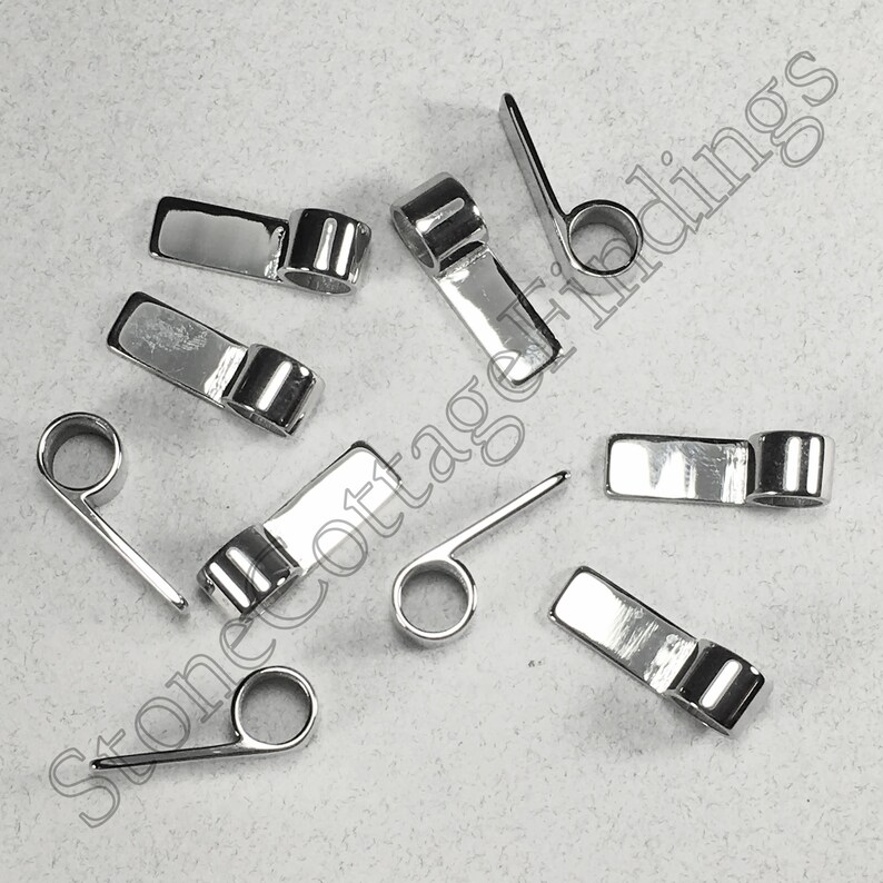 10 pcs Stainless Steel Bails DIY for Pendants and Necklaces Glue On Jewelry Finding Length 17mm Width 6mm Hole width 4.5mm image 6