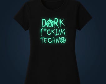 Camiseta de mujer Dark Techno que brilla en la oscuridad
