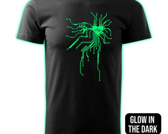 Hacker Tee - Glow in the dark Rave Outfit - Perfect Cyberpunk-cadeau met futuristisch design - Cyberpunk-shirt voor heren S tot 5XL