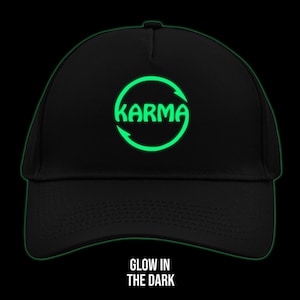 KARMA cap (techno, festival cap, rave cap, techno snob, rave accessories, rave outfit, rave streetwear) Dark Music Skull on cap