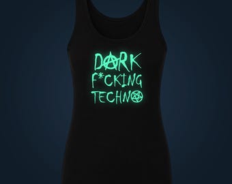 Camiseta sin mangas para mujer Dark Techno que brilla en la oscuridad