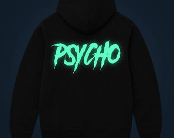 Moletom com zíper Psycho que brilha no escuro
