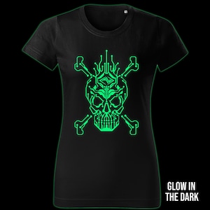 Cyber Pirate glow in the dark women t-shirt