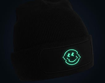 Glitched glow in the dark beanie