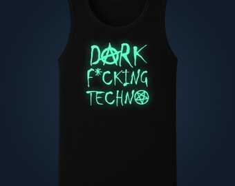Camiseta sin mangas para hombre Dark Techno que brilla en la oscuridad