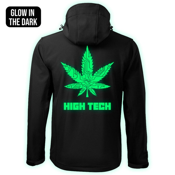 High Tech Material glow in the dark Jacke, Rave Jacke, Marihuana Jacke für Ihn, Cannabis Geschenk, lustige Weed Kleidung