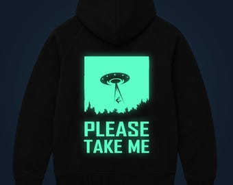 Please Take Me glow in the dark Kapuzenpullover mit Reißverschluss