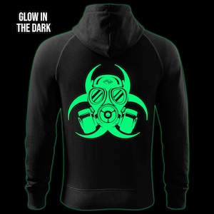 Moletom com capuz e zíper Biohazard que brilha no escuro