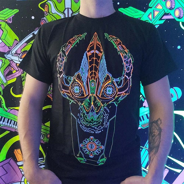 MUSIC DEMON - UV reactive t-shirt / darkpsy / rave / psytrance / dnb