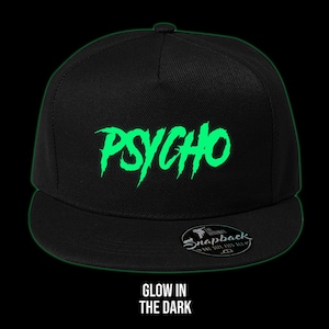 Psycho Glow in the dark snapback Snapback Hat • Festival Hat • Festival Accessories cool snapback gift for him