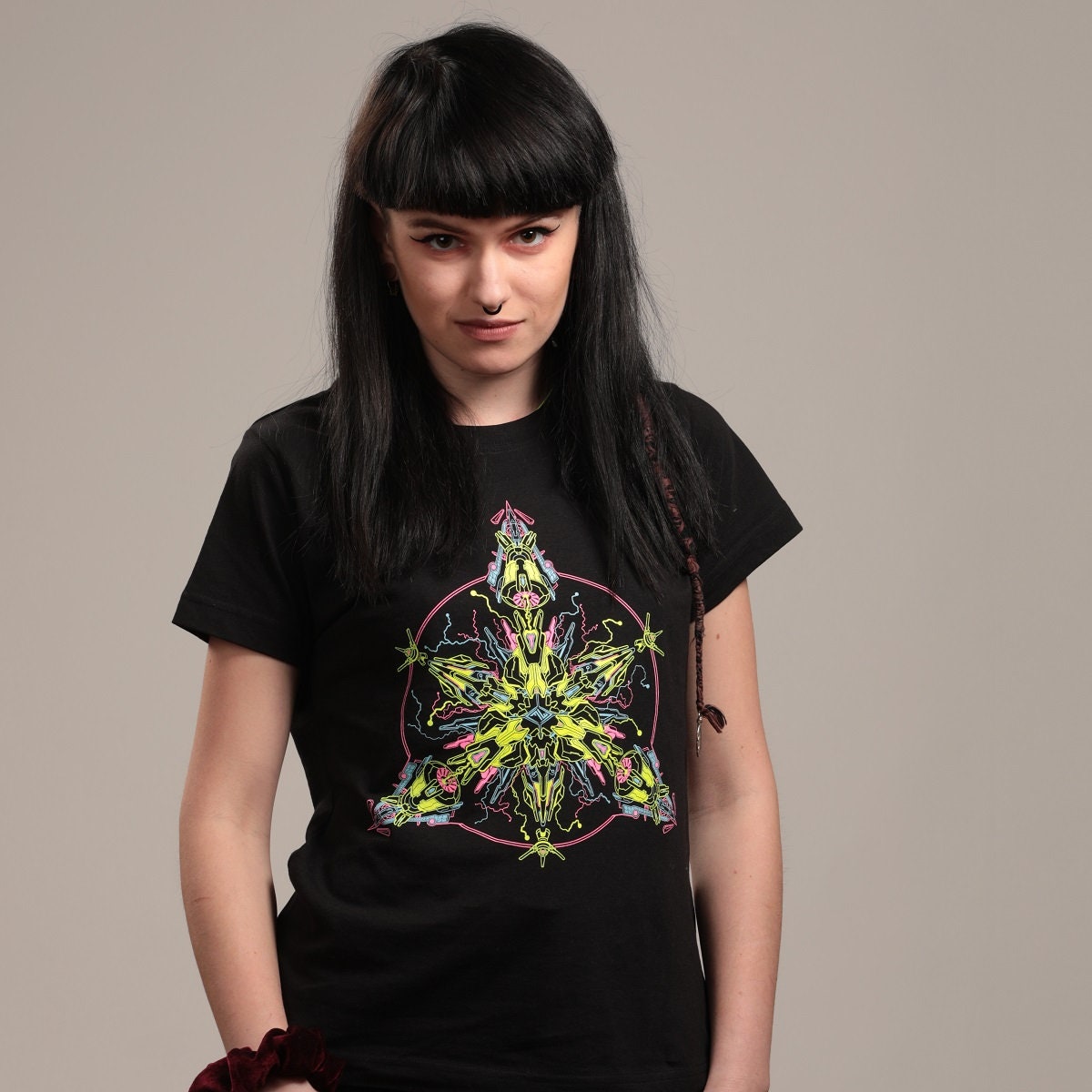 ARTIFICIAL SUN Woman UV Reactive Tshirt / Psytrance / Sun / Etsy UK
