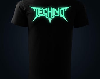 Techno glow in the dark t-shirt back print