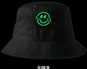 Acid Smile Bucket hat (smiley hat , rave hat, acid hat, acid house, acid techno, 90s rave party, rave outfit, rave accessories, melted smile