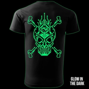Cyber Pirate glow in the dark t-shirt back print