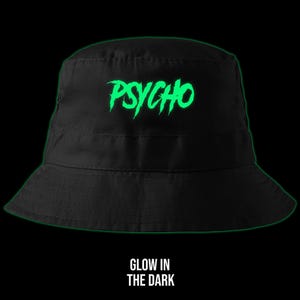 Psycho Glow in the dark Hat • Festival hat• Festival Accessories cool hat gift for him streetwear hat uv reactive hat