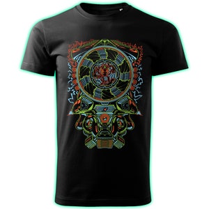 ALIEN ENGINE - UV reactive t-shirt / rave / psytrance / techno / dnb / party wear