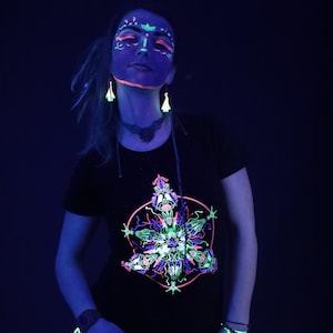 ARTIFICIAL SUN - Woman UV reactive t-shirt / psytrance / sun / rave / festival wear
