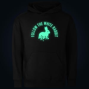 Follow The White Rabbit glow in the dark hoodie