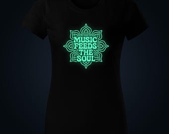 Music Feeds The Soul glow in the dark women t-shirt