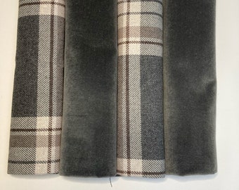 Bundle of grey woven and velvet  Clarke and Clarke fabric - perfect for cushion making