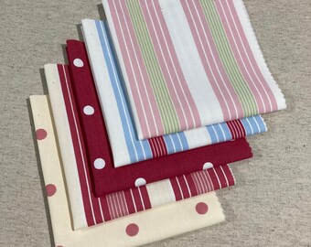 Fabric Bundles of 100% cotton Clarke and Clarke Vintage Style striped and dirty fabrics