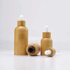 30ml 1oz Full Natural Bamboo Dropper Bottle, Glass Essential Oil Bottle, Empty Essential Oil Bottle, Makeup Packaging Cosmetic Containers