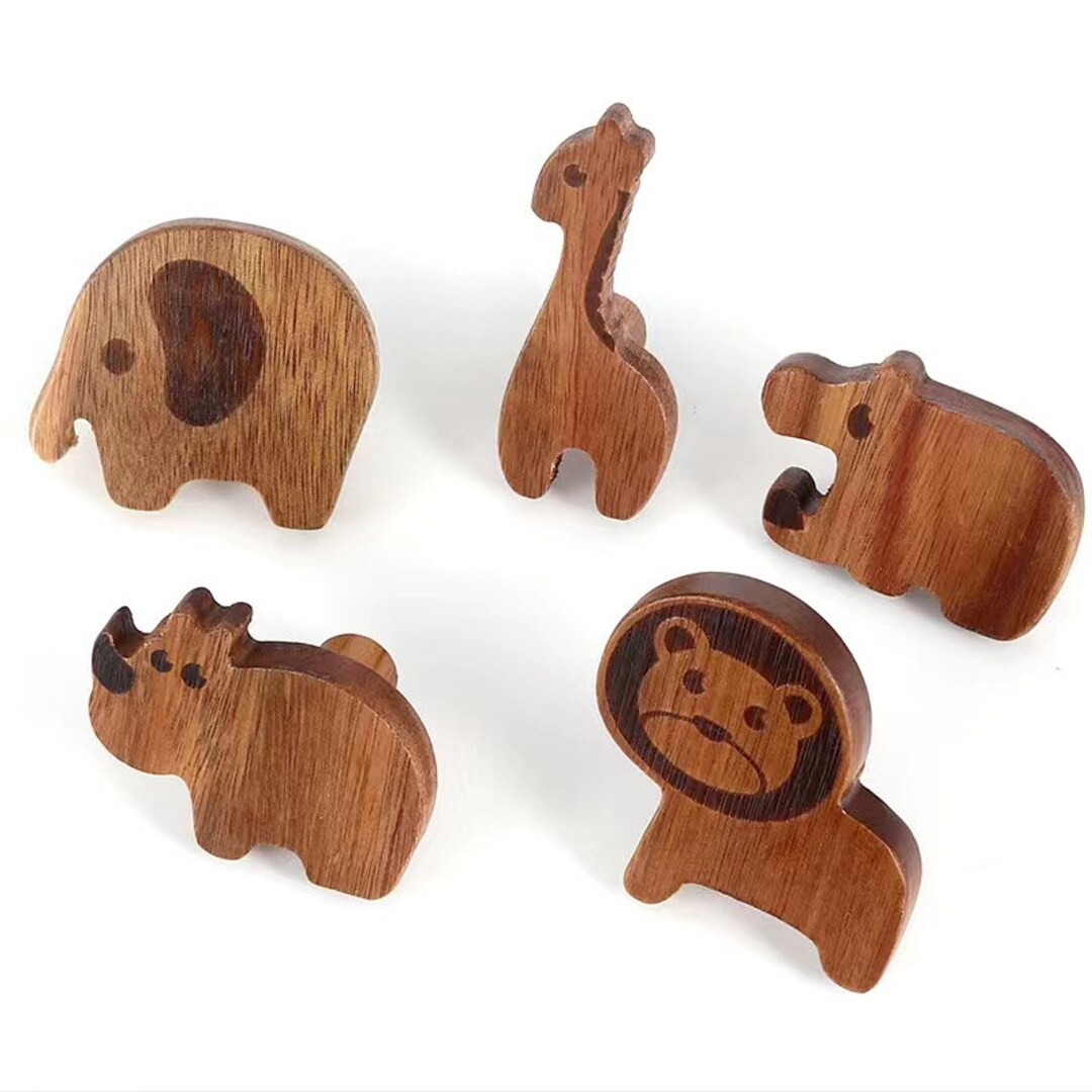 Nature Wood Animal Knob Boho Nursery Drawer Handle Antique Etsy UK