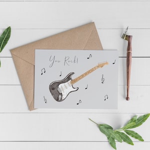 Vous rockez ! Carte, carte de guitare, aquarelle, carte de voeux