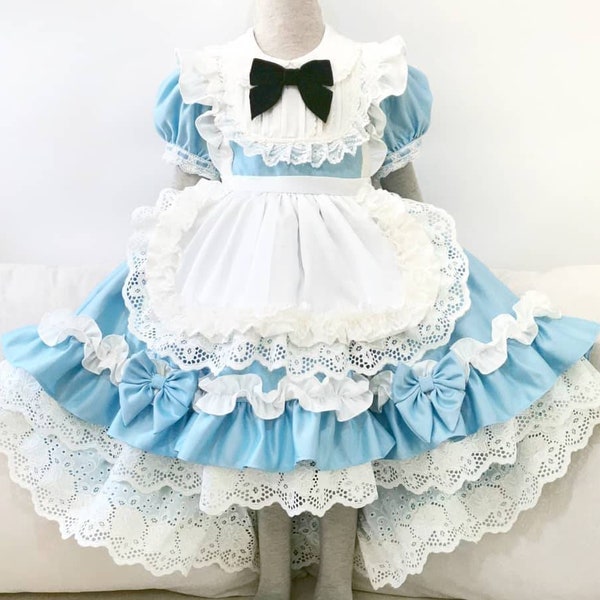 Alice in wonderland birthday theme dress for baby girl toddler vintage, photo shoot alice dress, halloween costume for kids