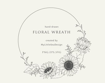 Download Sunflower Wreath Svg Etsy