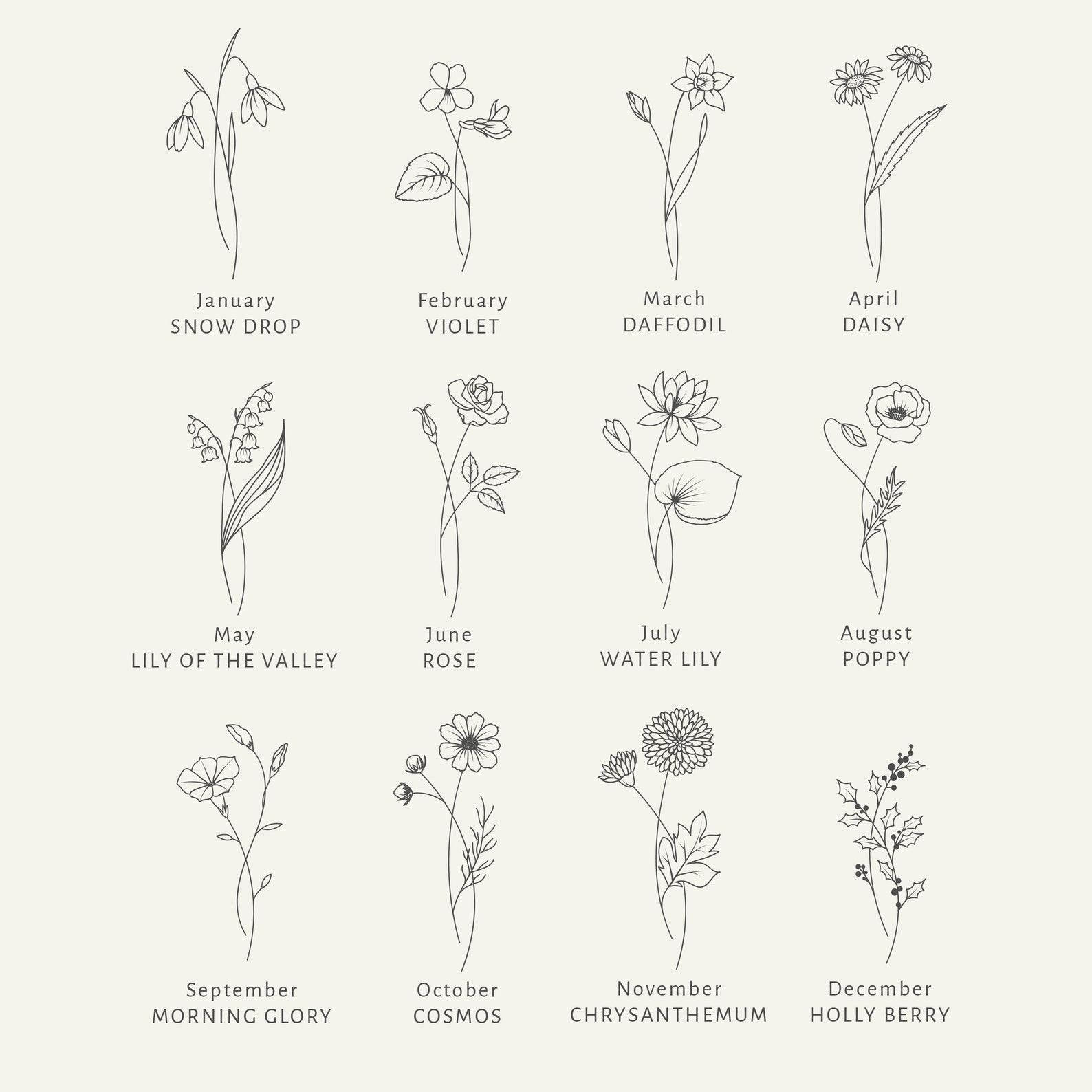 Birth Month Flowers SVG Clipart Floral Svg Bundle Etsy