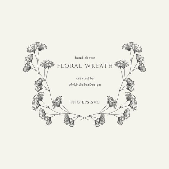 Download Free Ginkgo Biloba Floral Wreath Svg Laurel Wreath Svg Flower Etsy SVG Cut Files