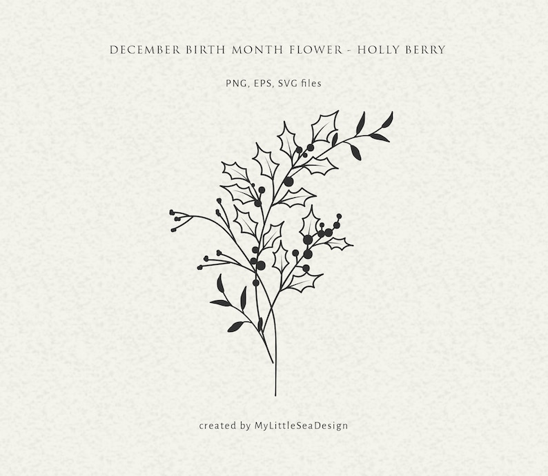 December Birth Flower Svg Birth Month Flower Svg Floral Etsy