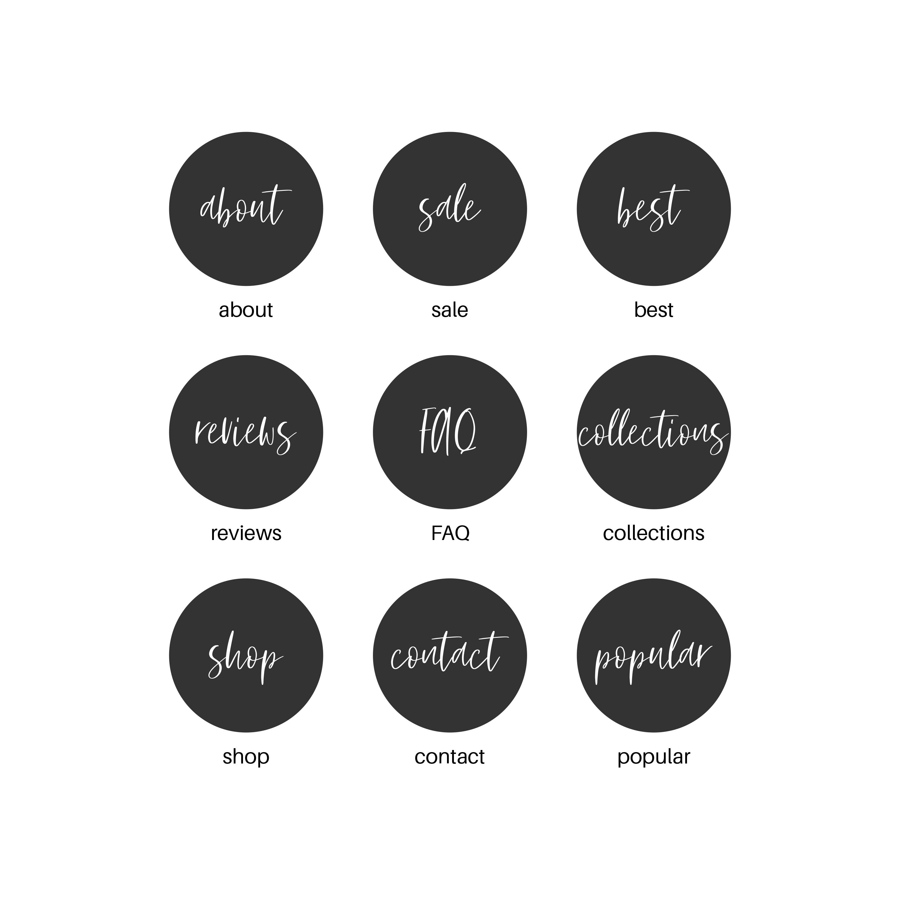 Black Typography Instagram Stories Highlight Covers Dark | Etsy