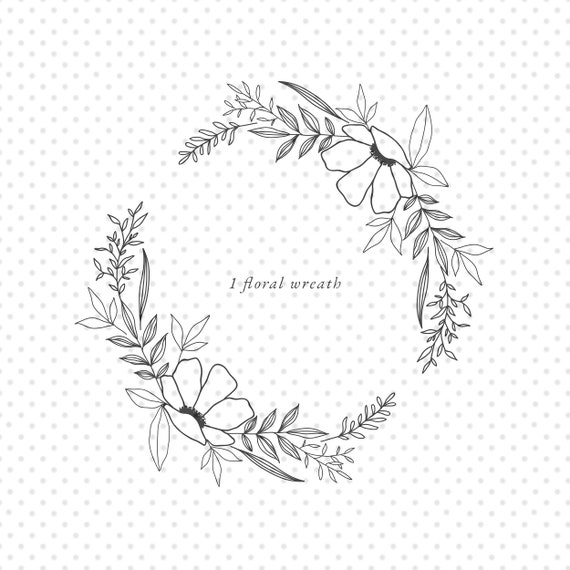 Download Hand Drawn Floral Oval Wreath On Transparent Background Etsy