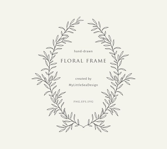 Hand Drawn Floral Frame On Transparent Background Botanical Etsy