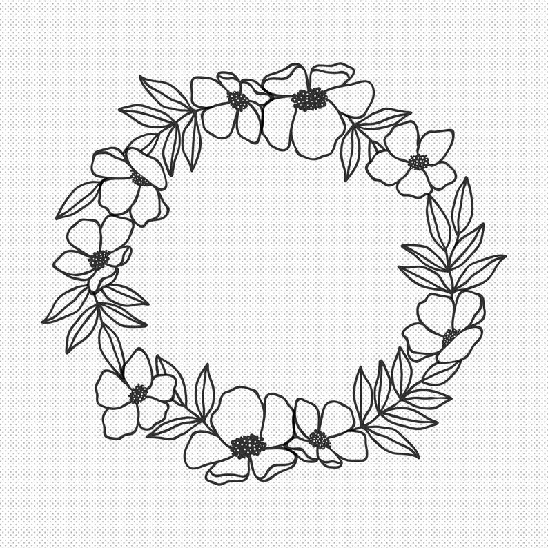 Download Floral Wreath Svg Files Flower Border Svg Circle Monogram | Etsy