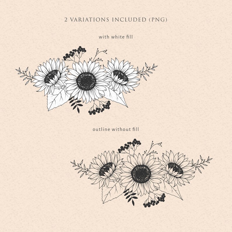 Sunflower Svg Png Bouquet Sunflower Wedding Clipart Fall Etsy