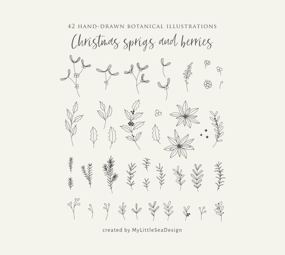 Download Christmas Floral Clipart Svg Png Winter Sprigs Leaves And Etsy